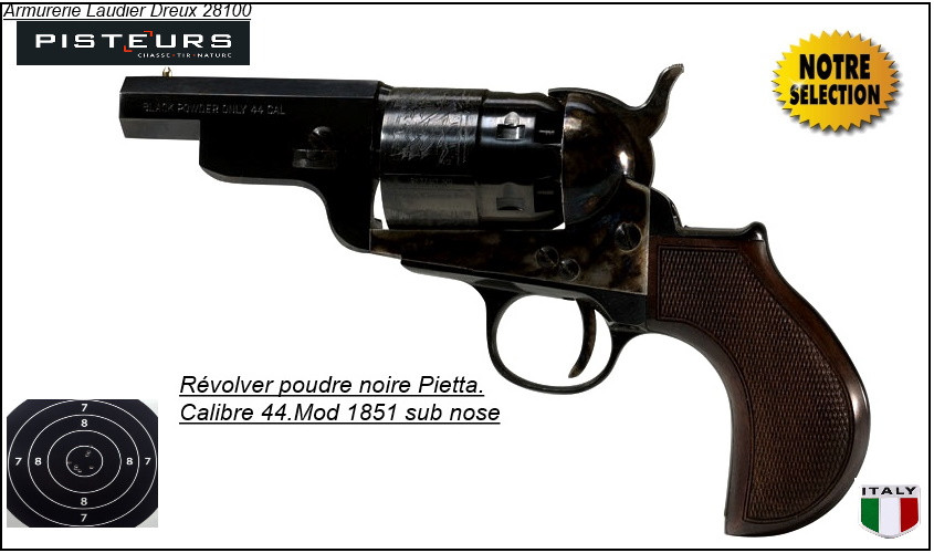 Révolver PIETTA Poudre noire 1851 YANK SNUBNOSE calibre 44"Promotion-Ref 12959