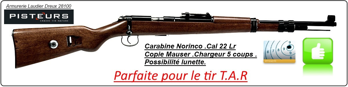 Carabine Norinco Jw 25A MINI MAUSER Type K 98 Calibrel 22LR Répétition Tir- T.A.R -Promotion-Ref 14793