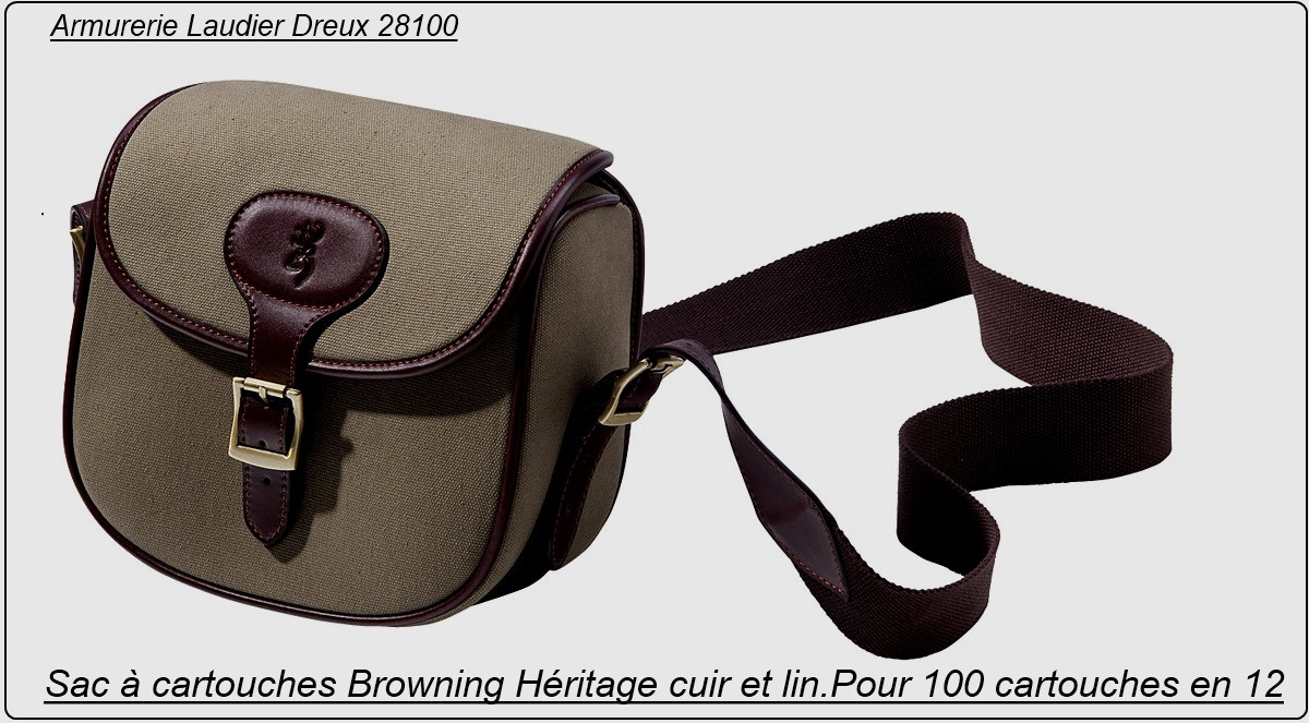 Sac à cartouches-Browning-Héritage- en cuir et coton canvas- Ref 14972