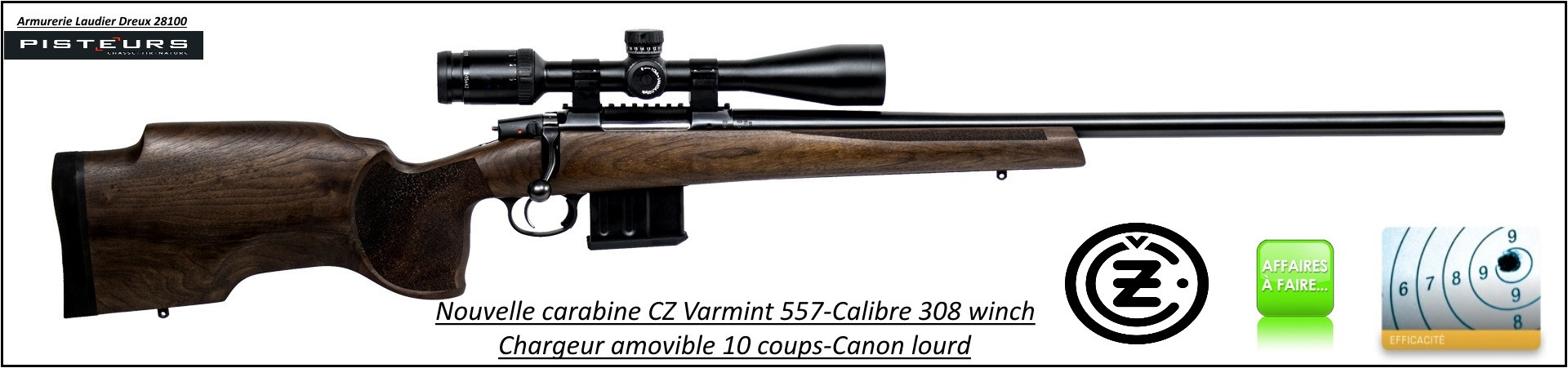Carabine-CZ-557-Varmint-Calibre-308 winch-Répétition-Canon-lourd-chargeur-amovible-10 coups-Rail-picatini-TIRS-LONGUES-DISTANCES-Promotion-Ref 777675