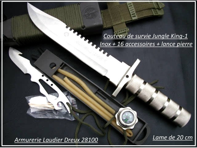 Couteau survie combat King 2-lame-Inox-Ref 16015