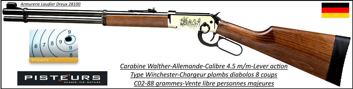 Carabine Walther Lever action Calibre  4,5 mm CO2-88-grammes-Chargeur-8 coups-"Promotion".Ref 16093