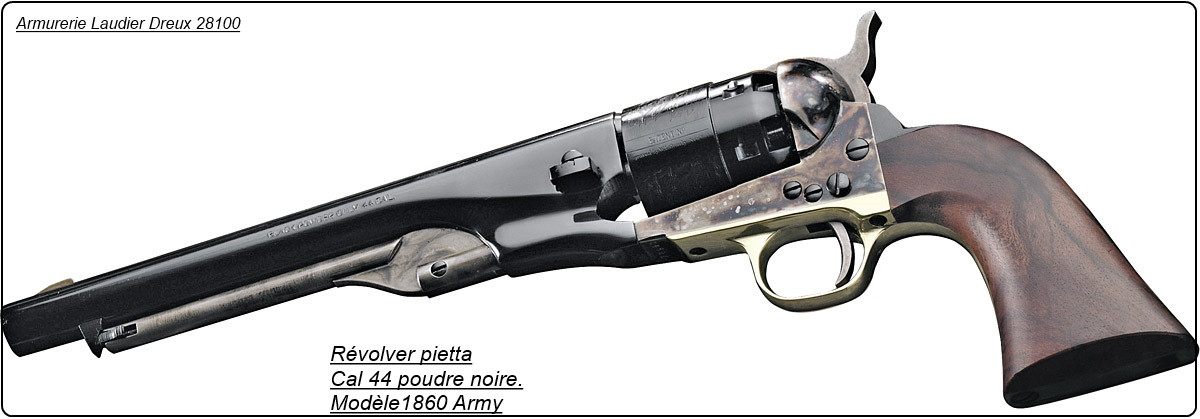 Révolver- Pietta- modèle 1860 ARMY-  Bronzé- jaspé-Cal 44- poudre noire-Ref 16635