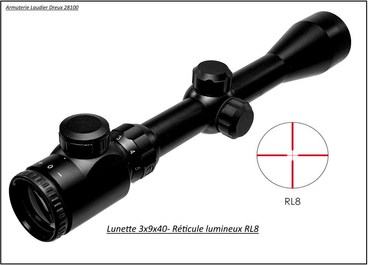 Lunette Walther Allemande 3-9 X 40  Réticule Lumineux- RL8-Ref 17021