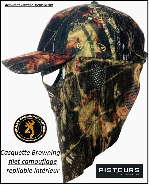 Casquette camouflage Browning face mask +Filet visage.Ref 17688