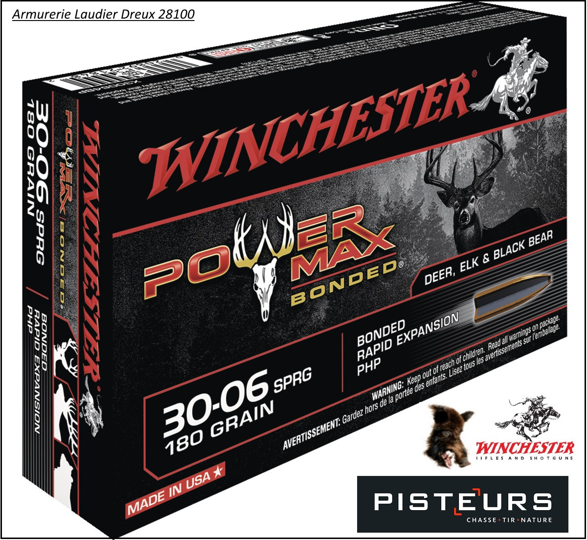 Cartouches grande chasse Winchester Power Max Bonded.---Cal 243w,ou 270w,ou 270wsm,ou7Rem mag,ou30-30,ou 300 winch mag."Promotions"