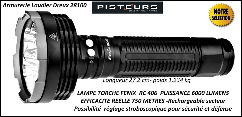 Lampe-torche-Fenix-RC-40-puissance-6000 Lumens-portée 750m-Lampe torche-d'intervention et police-Ref 20605