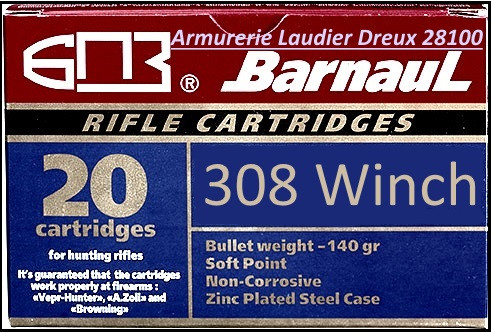 Cartouches-BARNAUL-308 Winch- Boite de 20-Ref 20703