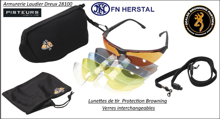 Lunettes protection Browning Claymaster  5 coloris interchangeables-Ref 22760