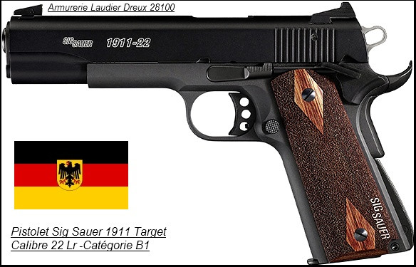 Pistolet SIG SAUER 1911 Target Calibre 22 Lr Semi automatique -Catégorie B1-Promotion-Ref 24397