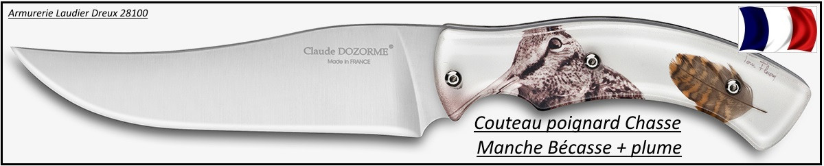 Couteau-poignard-chasse-Claude Dozorme-Bécasse-Ref 25228