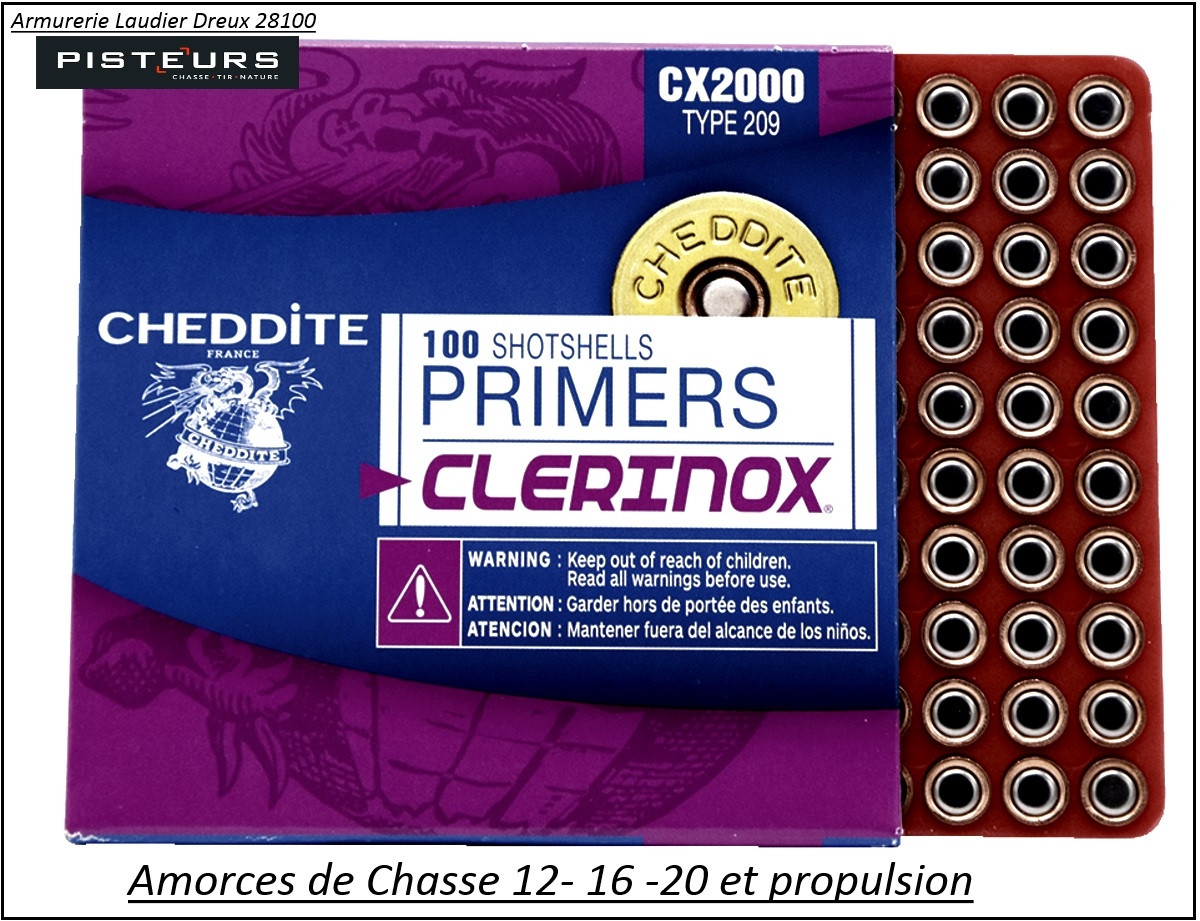 Amorces chasse Cheddite 209-Boite de 100-Ref 2592
