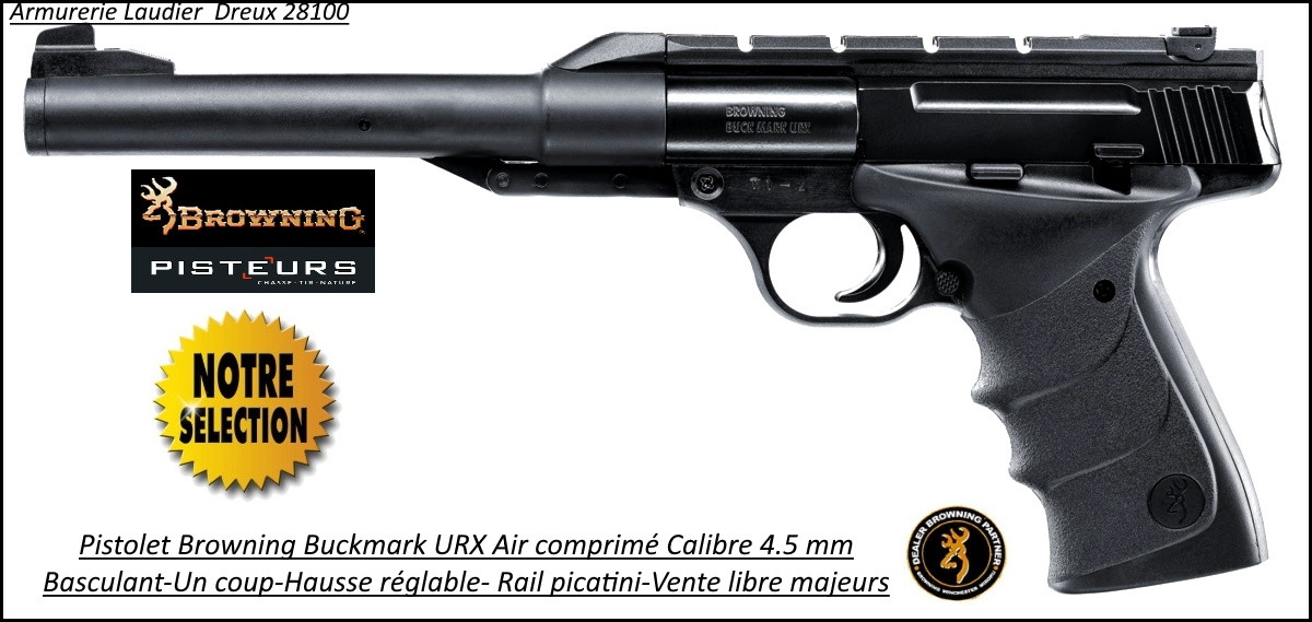 Pistolet Browning Buckmark URX Calibre 4,5mm Air comprimé -Ref 27082