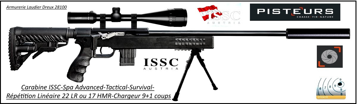 Carabine ISSC SPA Advanced Tactical Survival Linéaire Cal 22 Lr-ou-17-HMR synthetique Autriche Répétition -Promotion