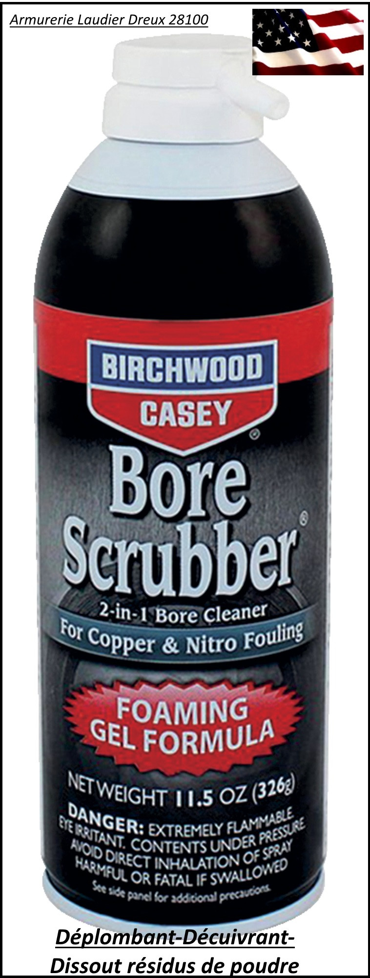  Solvant-birchwood-casey-Bore-Scrubber-pour-plomb-cuivre-poudre-plastique-Ref 30705