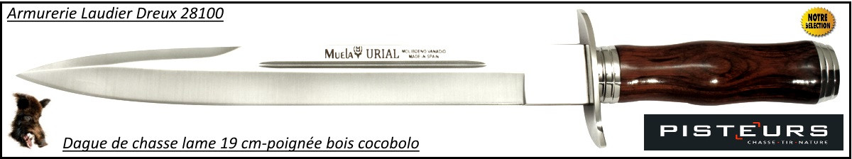 Dague chasse Muela urial manche bois cocobolo lame 19 cm -Ref 30919