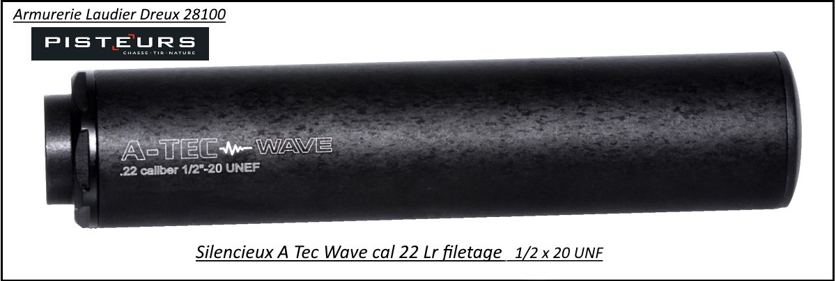 Silencieux  A Tec modèle wave calibre 22 Lr-1/2x20 UNF -Ref 33261
