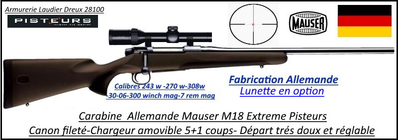 Mauser M18 Extreme Pisteurs Calibre 30-06 composite marron Pack Pisteurs répétition Canon fileté -Promotion-Ref 35561
