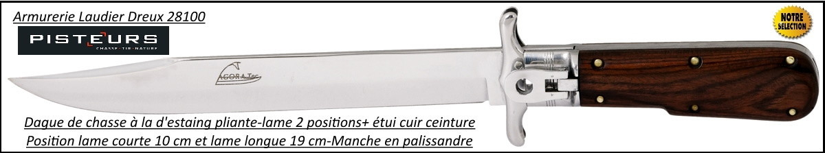 Dague chasse à la d'estaing  pliante lame de 19 cm manche palissandre-Ref 35838