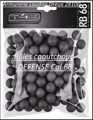 Sachet 100 billes calibre 68 caoutchouc- Pour-défense-Ref 36351