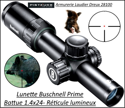 Lunette Bushnell Prime Battue -Grossissement-1-4x24 A  Réticule lumineux-Promotion-Ref 36563