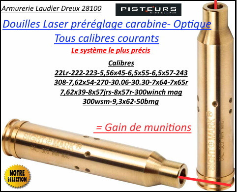 Douille LASER Sight Mark carabine calibres 243- 308-7,62x54 réglage lunette- Ref 37040
