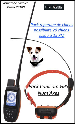Pack Canicom GPS Num'Axes repérage  et suivi  pour chiens 15 kM-Promotion-Ref 38367