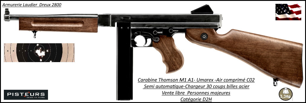 Carabine Thomson  M1 A1 Legendary Umarex  Air comprimé C02 Calibre 4.5mm billes acier REPETITION 30-coups -Ref 39603
