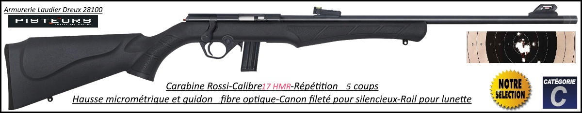 Carabine Rossi 8117 Calibre 17 HMR Répétition 5 coups filetée-Promotion-Ref 39796