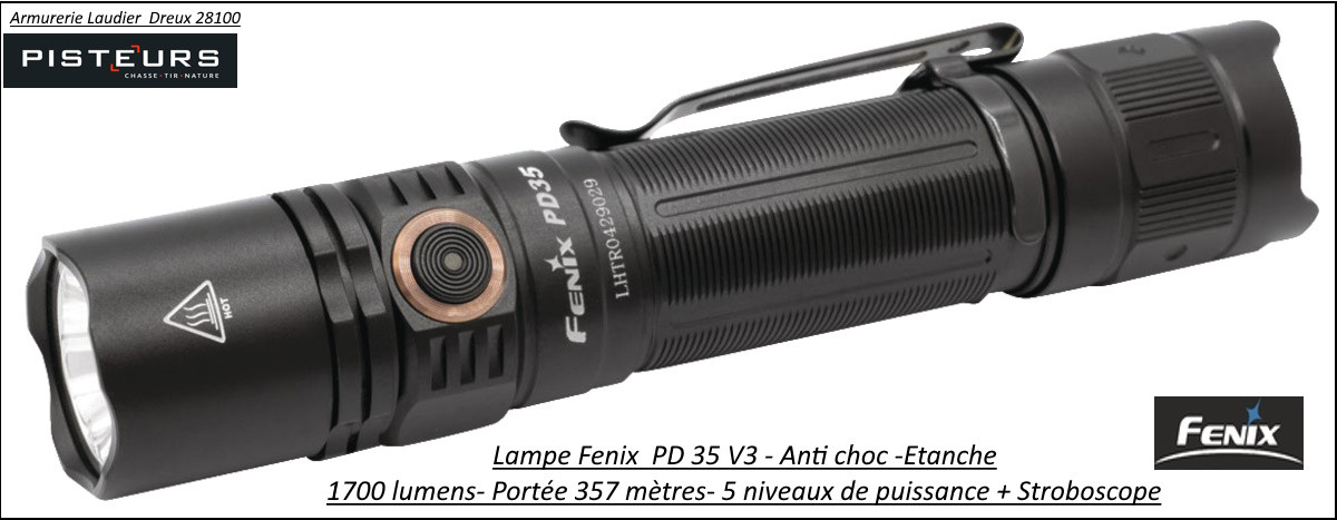 Lampe torche Fenix-PD 35-V3-1700-LUMENS-portée-357 m-Ref 42682