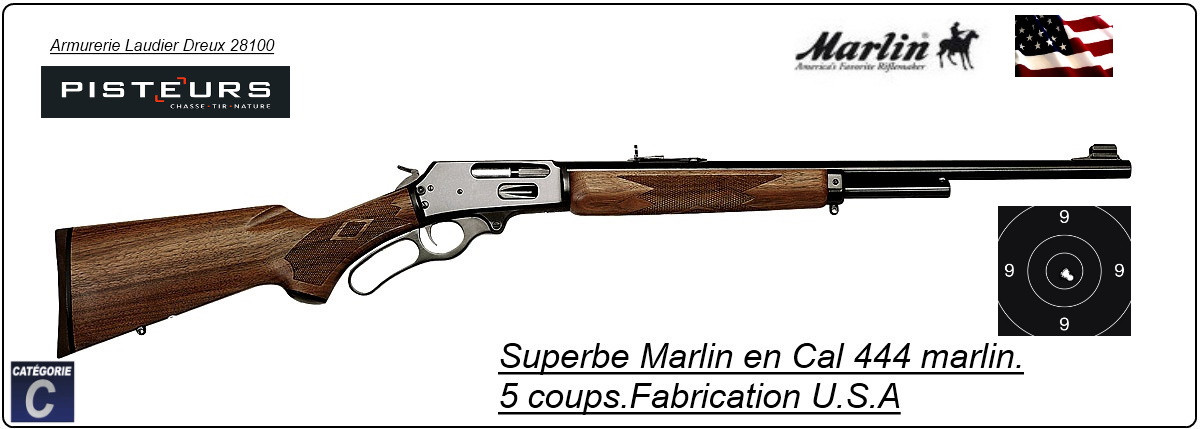 Carabine MARLIN 444 Calibre 444 Marlin Bronzée U.S.A 4 +1 coups canon 56 cm-Promotion-Ref 38010
