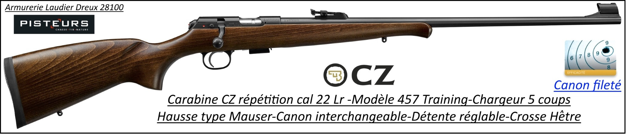 Carabine CZ Mod 457 training Calibre 22 LR Répétition -Promotion-Ref CZ 457 training-781397