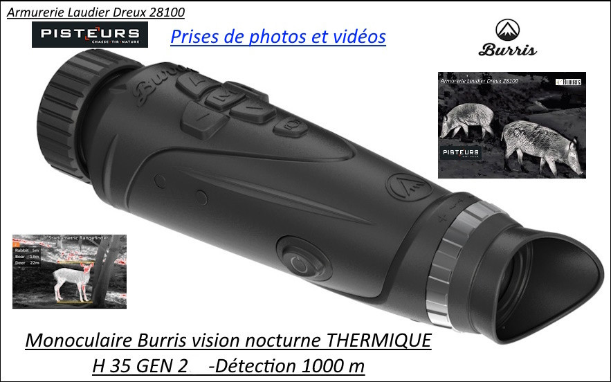 Monoculaire Thermique Burris H35 gen 2 jour nuit pour observation- portée 1000 m-Gross 3.3x13.2x50-Promotion -Ref 51103827