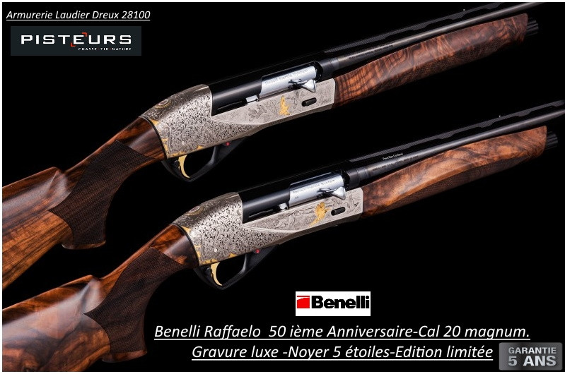 Fusil Benelli Raffaelo 50 ième anniversaire-Edition limitée-semi automatique Calibre 20 magnum  -Canon 71 cm- ref 50 ieme anniversaire