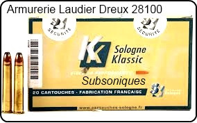 Cartouches Sologne Subsoniques pour silencieux Calibre 222 Rem -ou 243 winch.
