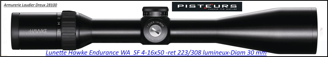 Lunette Hawke Optics Endurance WA SF 30 IR-4x16x50-Pour cal 223 à 308 w -Ref 33751