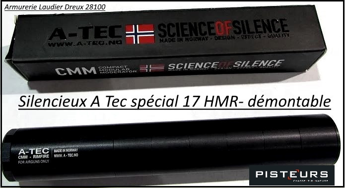 Silencieux  A Tec modèle wave calibre 17 HMR démontable-1/2x20 UNF -Ref 33261bis