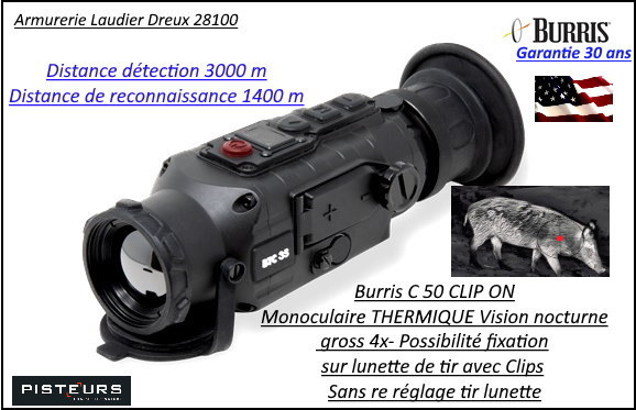 Monoculaire Thermique Burris Clip On C50  pour tirs jour nuit ou observation- portée 1400 à  3000 m-Promotion -Ref 51103815