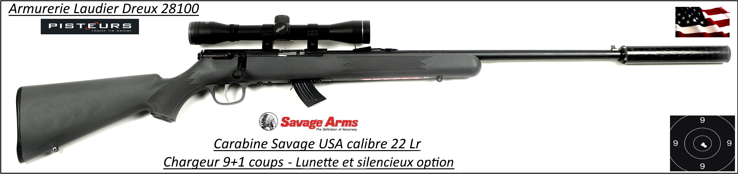 Carabine Savage Arms steven 300 synthetique Calibre 22Lr Répétition 10 coups -Ref 776644