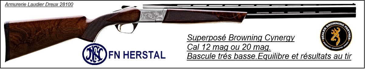 Superposé Browning  Cynergy Hunter Calibre 20 Magnum- Noyer-Grade 3 -Canons 71cm-Ref 12970
