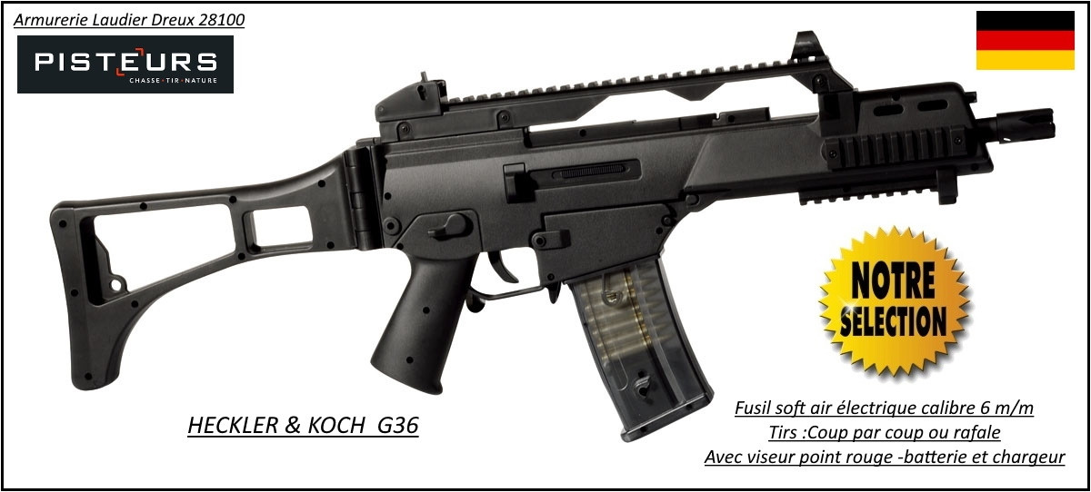 Fusil d'assaut  HECKLER & KOCH G36  Commando- Electrique soft air -Billes cal 6m/m-Promotion-Ref 11736