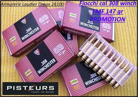 Cartouches-Fiocchi -cal 308-winch-147 grains-FMJ-boite-20-cartouches-Promotion-Ref fiocchi-308w-fmj-147g