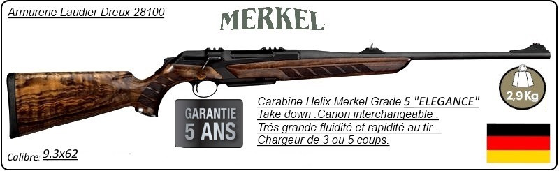  Carabine-Merkel RX-Helix-Elégance-Répétition-Linéaire-Cal 9.3 x 62- Grade 5-"Promotion"-Ref 27855