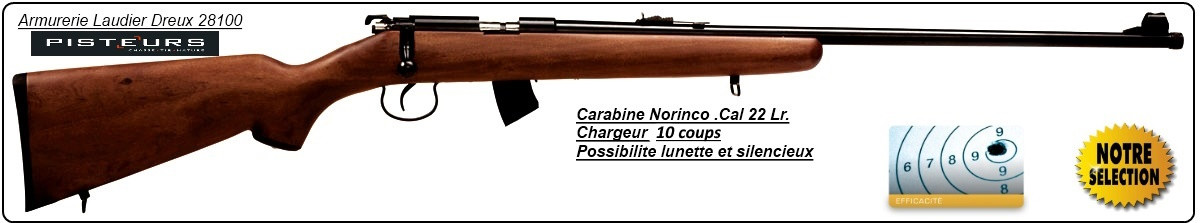 Carabine Norinco Jw15A Calibre 22Lr Répétition manuelle-10 coups Bois -Promotion-Ref 2206