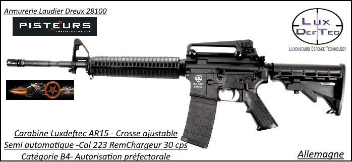 Carabine Luxdeftec AR 15 M4  LTD Semi automatique Calibre 5.56 -223 Rem-Catégorie B4-Ref 30308