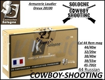 Cartouches Sologne cowboy shooting Cal  44 RUSSIAN BALLES PLOMB-Ref 44 Russian-cowboy-shooting