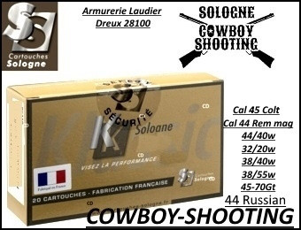 Cartouches Sologne cowboy shooting Cal  45 COLT BALLES PLOMB-Ref 45 COLT-cowboy-shooting