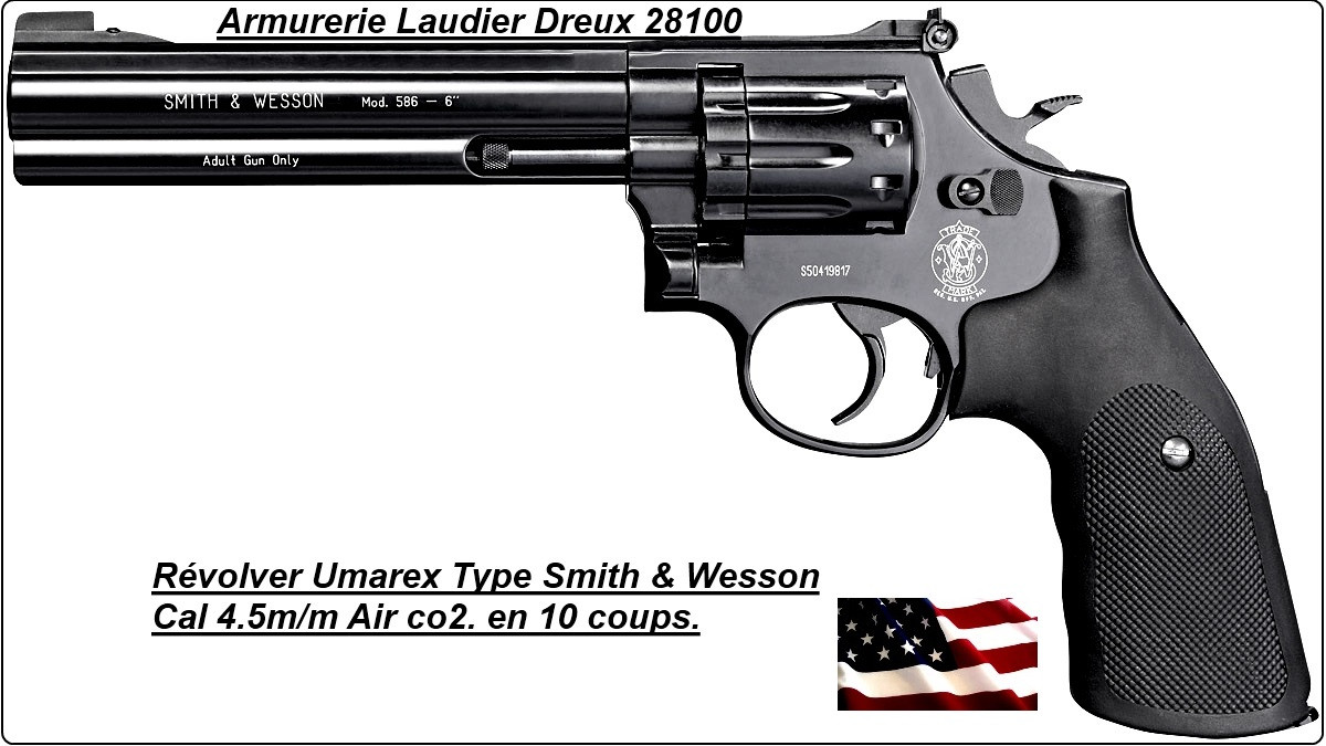 Révolver Smith & Wesson Umarex Calibre 4,5m/m CO2 Bronzé-- Mod. 586-Promotion.Ref 4787