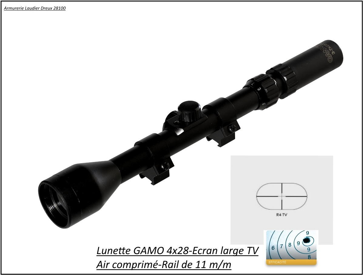 Lunette-TV-GAMO-3-7 x 28 -Ecran-vision Large-Ref 12476