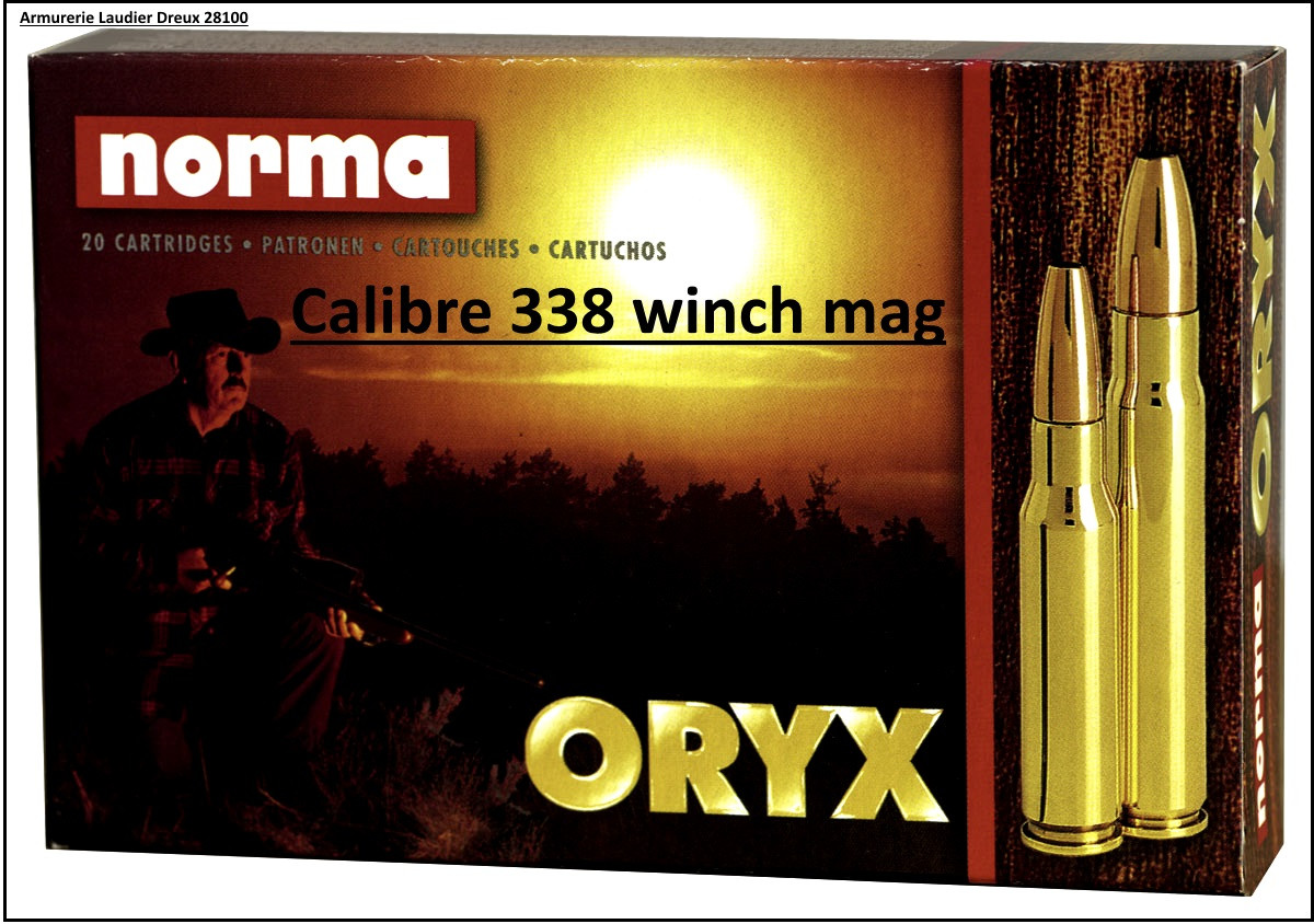 Cartouches-Norma-cal 338 winch mag-Oryx (14.9 g- 230 grains).Ref 27064